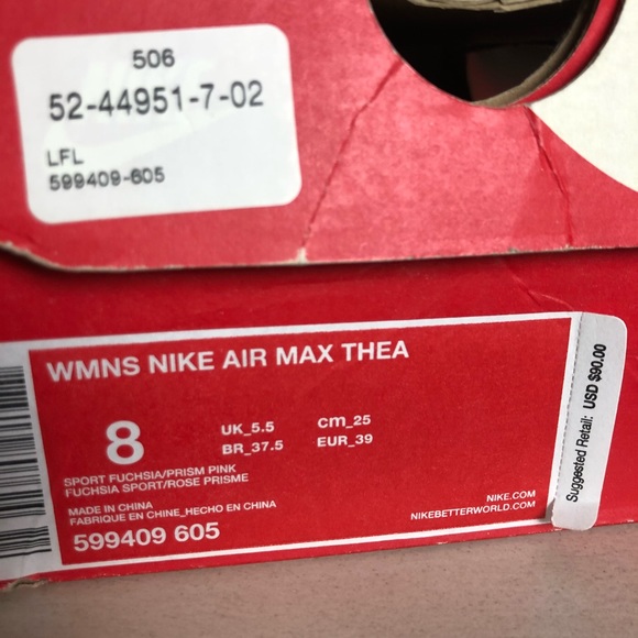 NIKE Air Max Thea Sport Fuchsia/Prism Pink Sneaker - Picture 7 of 8